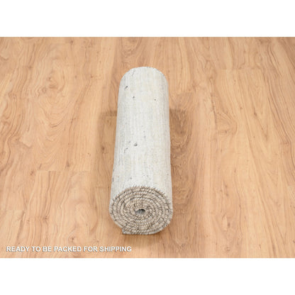 Modern and Contemporary Wool Hand Knotted Rug Grey No Border 2.7X8.2 -O064147