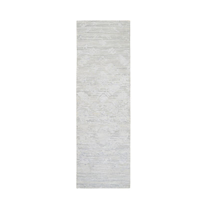 Modern and Contemporary Wool Hand Knotted Rug Grey 2.7x8.3 -O064148