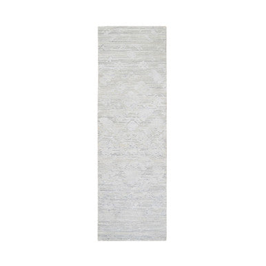 Modern and Contemporary Wool Hand Knotted Rug Grey 2.7x8.3 -O064148