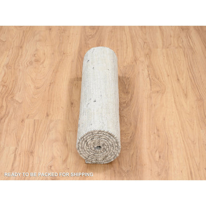 Modern and Contemporary Wool Hand Knotted Rug Grey 2.7x8.3 -O064148