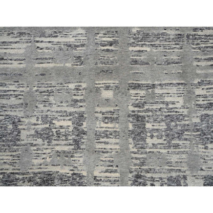 Modern and Contemporary Wool Hand Knotted Rug Grey No Border 4.1X12.0 -O064156