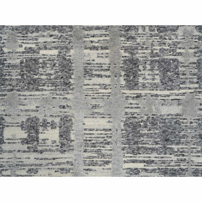 Modern and Contemporary Wool Hand Knotted Rug Grey No Border 4.2X10.1 -O064157