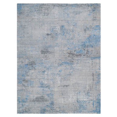 Modern and Contemporary Wool & Silk Hand Knotted Rug Grey No Border 9.1X12.1 -O064178
