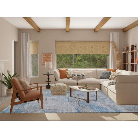 Modern and Contemporary Wool & Silk Hand Knotted Rug Grey No Border 9.1X12.1 -O064178