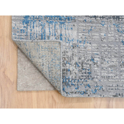 Modern and Contemporary Wool & Silk Hand Knotted Rug Grey No Border 9.1X12.1 -O064178