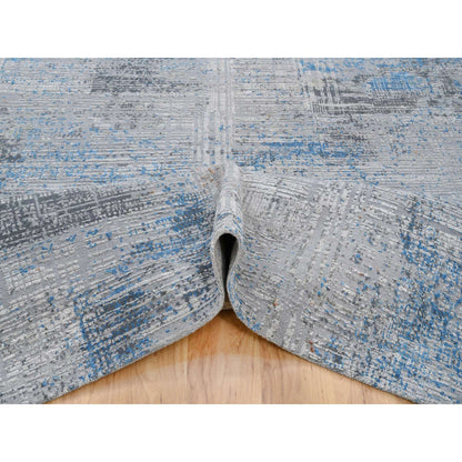 Modern and Contemporary Wool & Silk Hand Knotted Rug Grey No Border 9.1X12.1 -O064178