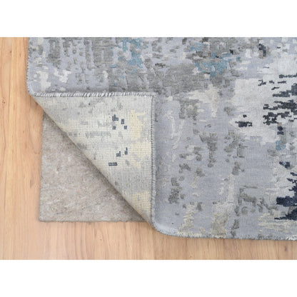 Modern and Contemporary Wool & Silk Hand Knotted Rug Grey No Border 9.0X11.10 -O064183