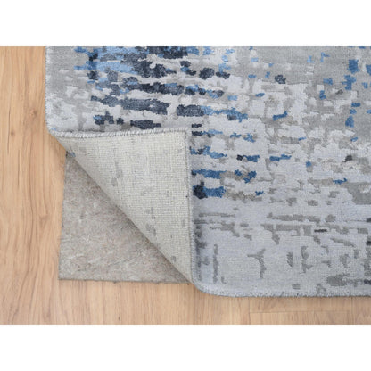 Modern and Contemporary Wool & Silk Hand Knotted Rug Grey No Border 7.10X10.0 -O064184