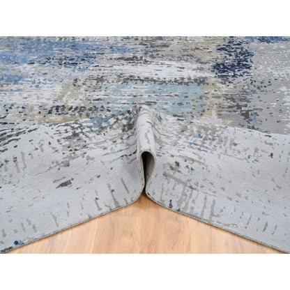 Modern and Contemporary Wool & Silk Hand Knotted Rug Grey No Border 7.10X10.0 -O064184