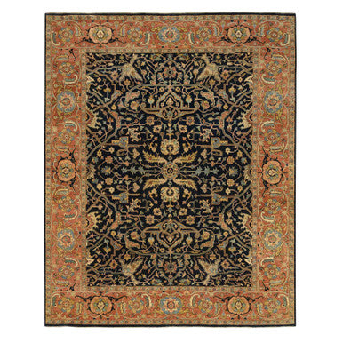 Heriz Wool Hand Knotted Rug Blue Red 8.0X10.2 -O064189