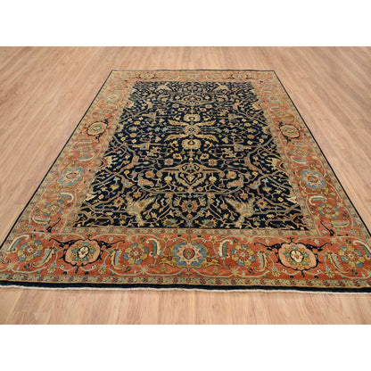 Heriz Wool Hand Knotted Rug Blue Red 8.0X10.2 -O064189