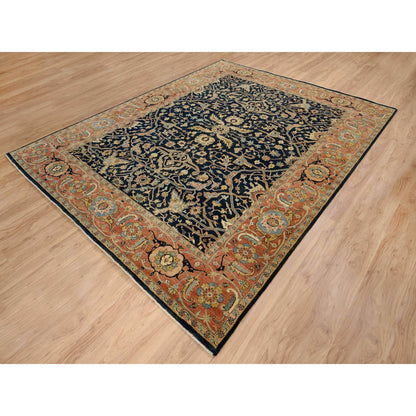 Heriz Wool Hand Knotted Rug Blue Red 8.0X10.2 -O064189