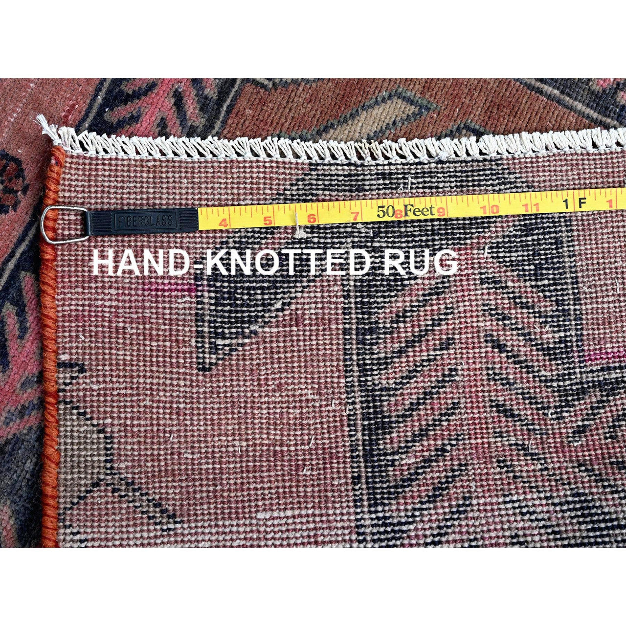 Overdyed & Vintage Wool Hand Knotted Rug Pink 2.6x7.6 -O0641