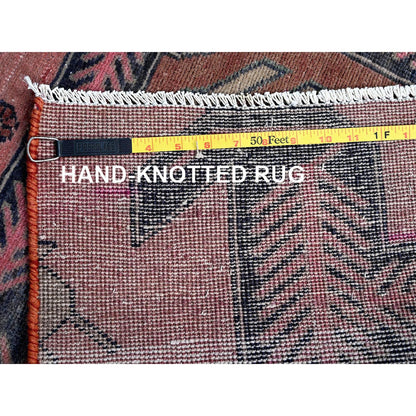 Overdyed & Vintage Wool Hand Knotted Rug Pink 2.6x7.6 -O0641