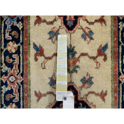 Heriz Wool Hand Knotted Rug Ivory Navy Blue 2.5X19.9 -O064202