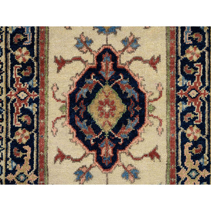 Heriz Wool Hand Knotted Rug Ivory Navy Blue 2.5X19.9 -O064202
