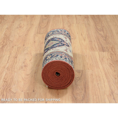 Heriz Wool Hand Knotted Rug Ivory Navy Blue 2.5X19.9 -O064202