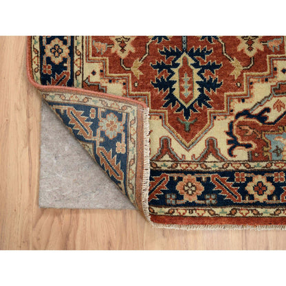 Heriz Wool Hand Knotted Rug Red Navy Blue 2.6X12.2 -O064205