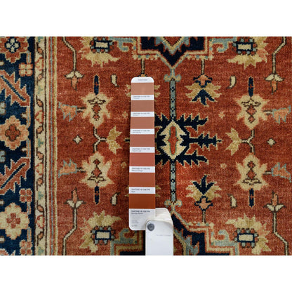 Heriz Wool Hand Knotted Rug Red Navy Blue 2.6X12.2 -O064205
