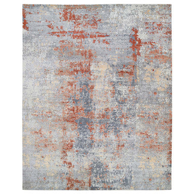 Modern and Contemporary Wool & Silk Hand Knotted Rug Grey No Border 12.0X15.3 -O064224