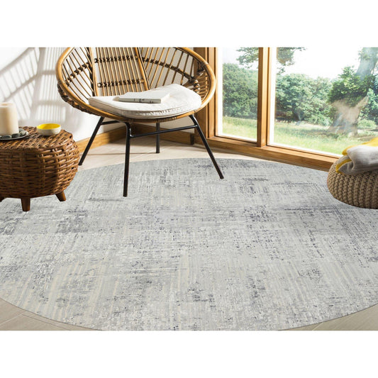 Modern and Contemporary Wool Hand Knotted Rug Grey No Border 13.9X13.9 -O064232