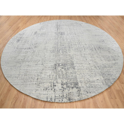 Modern and Contemporary Wool Hand Knotted Rug Grey No Border 13.9X13.9 -O064232