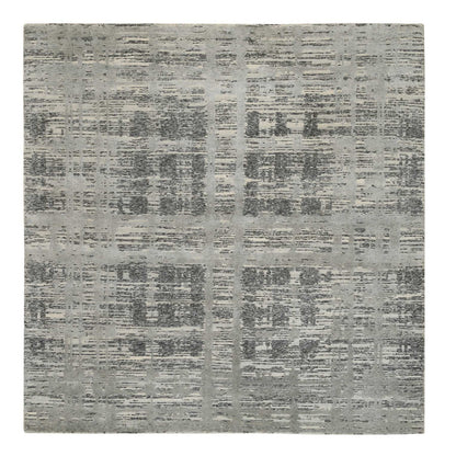 Modern and Contemporary Wool Hand Knotted Rug Grey No Border 8.1X8.2 -O064233