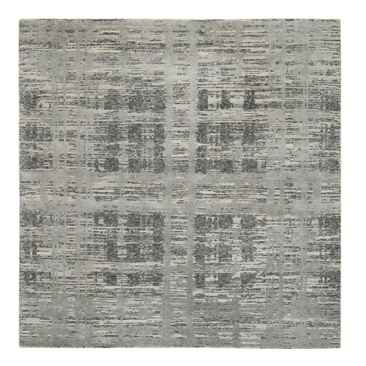 Modern and Contemporary Wool Hand Knotted Rug Grey No Border 8.1X8.2 -O064233