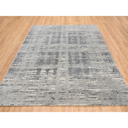 Modern and Contemporary Wool Hand Knotted Rug Grey No Border 8.1X8.2 -O064233