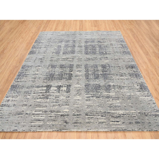 Modern and Contemporary Wool Hand Knotted Rug Grey No Border 8.1X8.2 -O064233