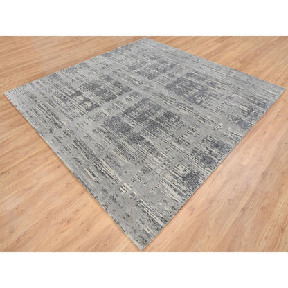 Modern and Contemporary Wool Hand Knotted Rug Grey No Border 8.1X8.2 -O064233