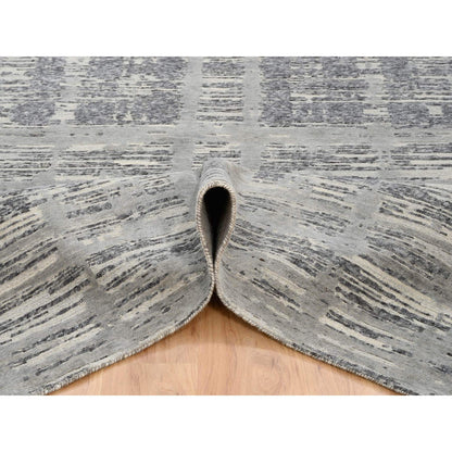 Modern and Contemporary Wool Hand Knotted Rug Grey No Border 8.1X8.2 -O064233