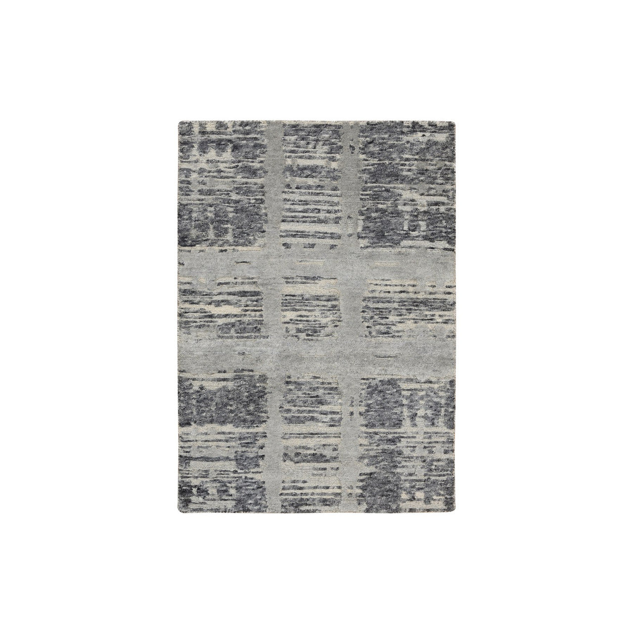 Gray 2'1" x 3'1" Modern and Contemporary Hand knotted Wool Rug - Sku: O064237