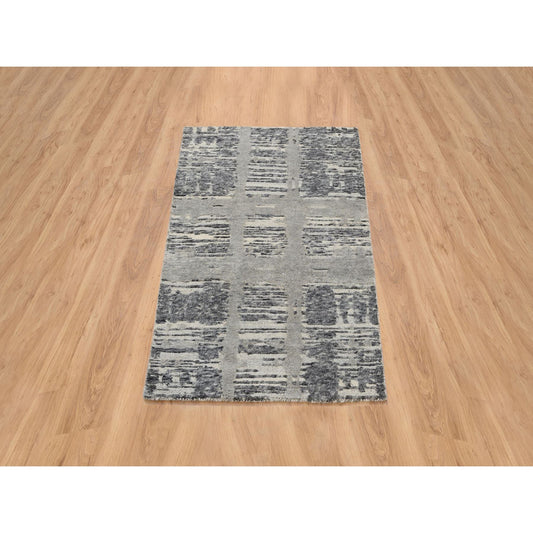 Modern and Contemporary Wool Hand Knotted Rug Grey No Border 2.1X3.1 -O064237