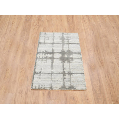 Modern and Contemporary Wool Hand Knotted Rug Ivory No Border 2.0X3.1 -O064239