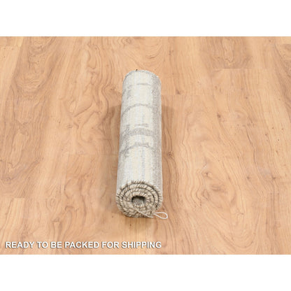Modern and Contemporary Wool Hand Knotted Rug Ivory No Border 2.0X3.1 -O064239