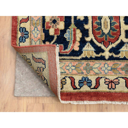 Heriz Wool Hand Knotted Rug Ivory Navy Blue 11.9X17.10 -O064244