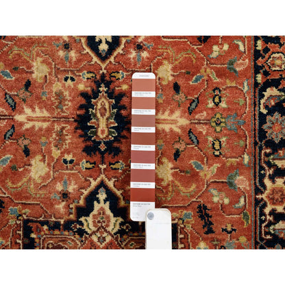 Heriz Wool Hand Knotted Rug Red Navy Blue 2.7X12.0 -O064250