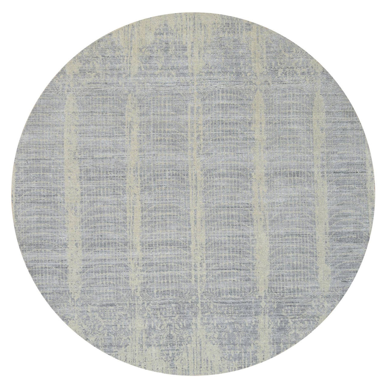 Modern and Contemporary Wool & Silk Hand Loomed Rug Grey No Border 9.0X9.0 -O064309