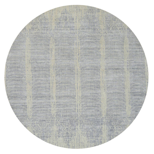 Modern and Contemporary Wool & Silk Hand Loomed Rug Grey No Border 9.0X9.0 -O064309