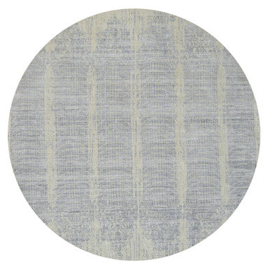 Modern and Contemporary Wool & Silk Hand Loomed Rug Grey No Border 9.0X9.0 -O064309