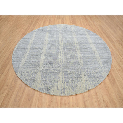 Modern and Contemporary Wool & Silk Hand Loomed Rug Grey No Border 9.0X9.0 -O064309