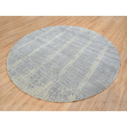 Modern and Contemporary Wool & Silk Hand Loomed Rug Grey No Border 9.0X9.0 -O064309
