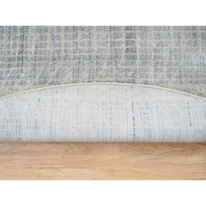 Modern and Contemporary Wool & Silk Hand Loomed Rug Grey No Border 9.0X9.0 -O064309