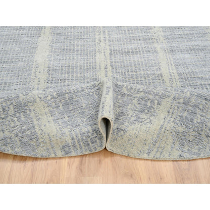 Modern and Contemporary Wool & Silk Hand Loomed Rug Grey No Border 9.0X9.0 -O064309