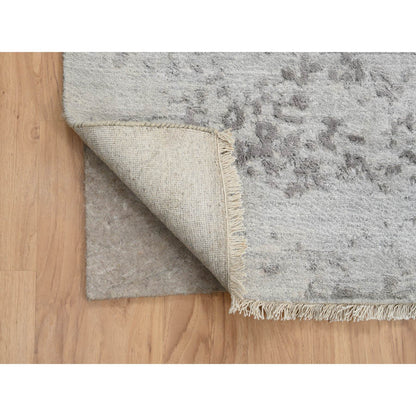 Transitional Wool & Pure Silk Hand Knotted Rug Grey No Border 12.0X12.0 -O064320
