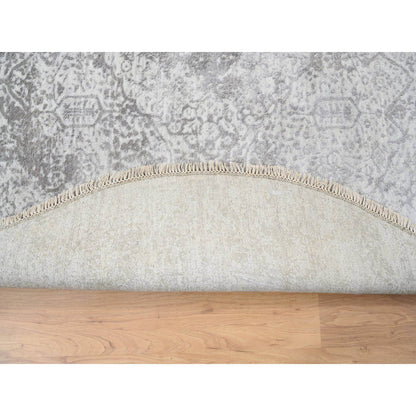 Transitional Wool & Pure Silk Hand Knotted Rug Grey No Border 6.7X6.7 -O064322
