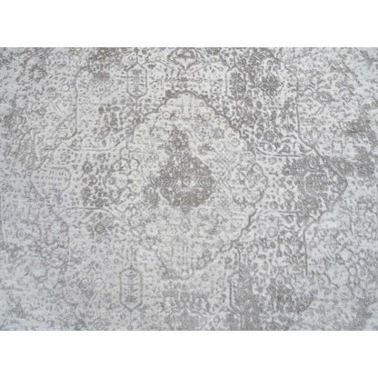 Transitional Wool & Pure Silk Hand Knotted Rug Grey No Border 6.7X6.7 -O064322