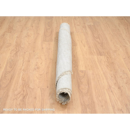 Transitional Wool & Pure Silk Hand Knotted Rug Grey No Border 6.7X6.7 -O064322