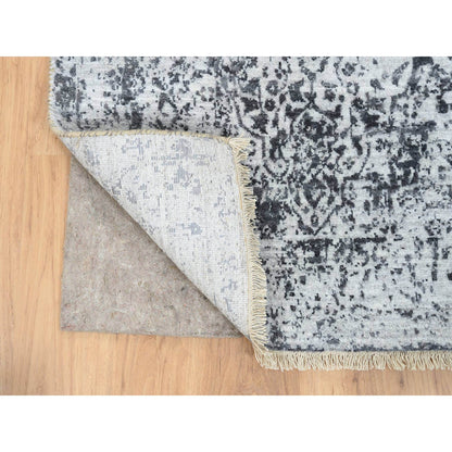 Transitional Wool & Pure Silk Hand Knotted Rug Grey No Border 2.7X8.2 -O064324